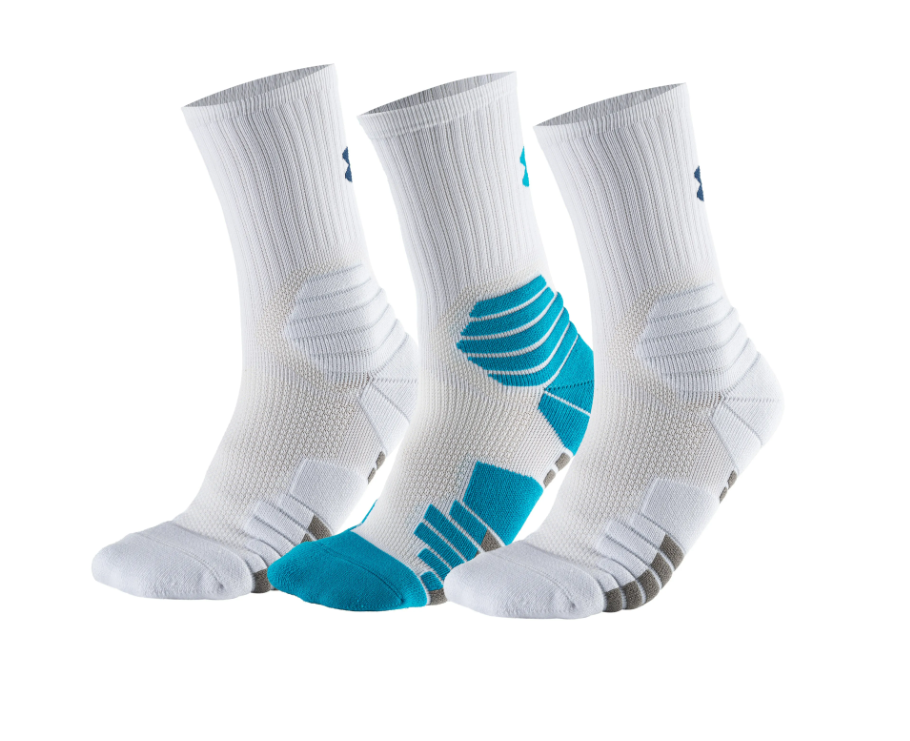 Lot de 3 Paires de Chaussettes de Sport Under Armour - Blanc et Accents Turquoise
