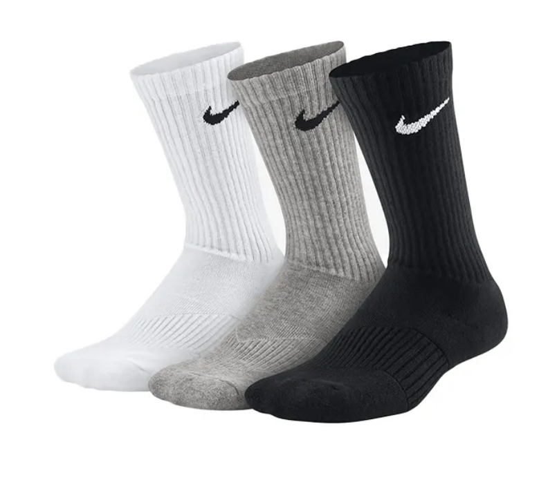 Lot de 3 paires de chaussettes Nike Everyday Plus Cushioned Crew - Blanc, Gris et Noir