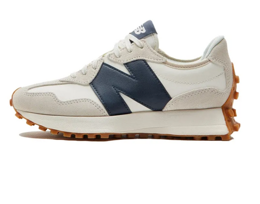 New Balance 327 Blanc/Gris avec Bleu Marine