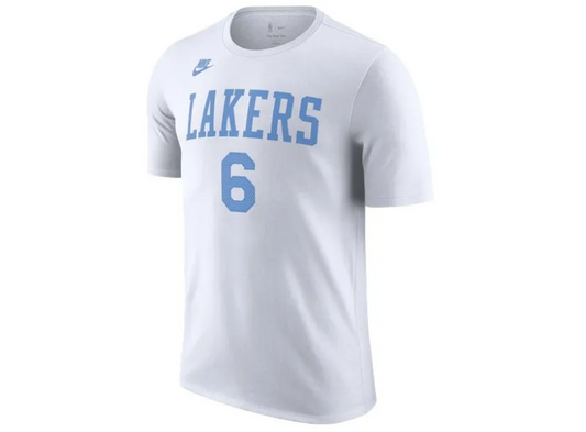 T-Shirt Los Angeles Lakers LeBron James (N°6) - Édition Blanc &amp; Bleu