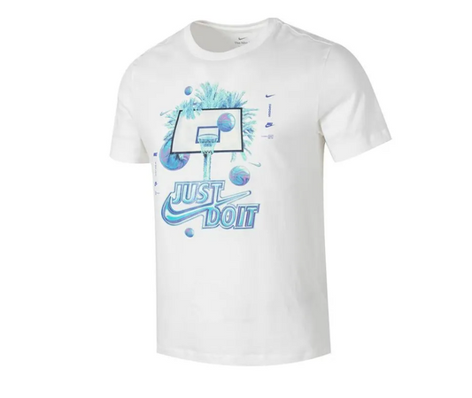 T-shirt blanc "Just Do It" Nike avec imprimé basket