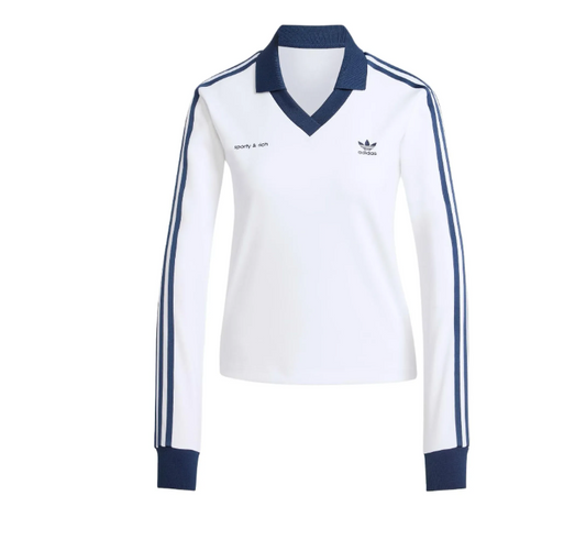 Polo Manche Longue Adidas Blanc et Bleu