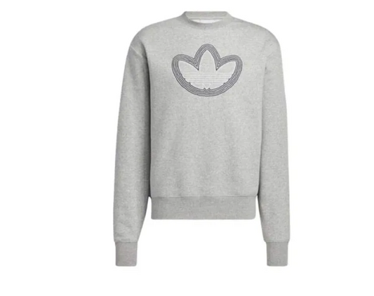 Sweat Adidas Gris avec Logo Trefoil en Relief