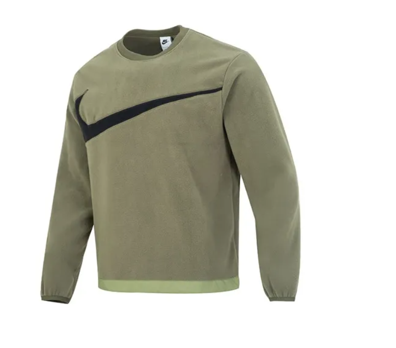 Sweat Nike Fleece Olive avec Swoosh Noir