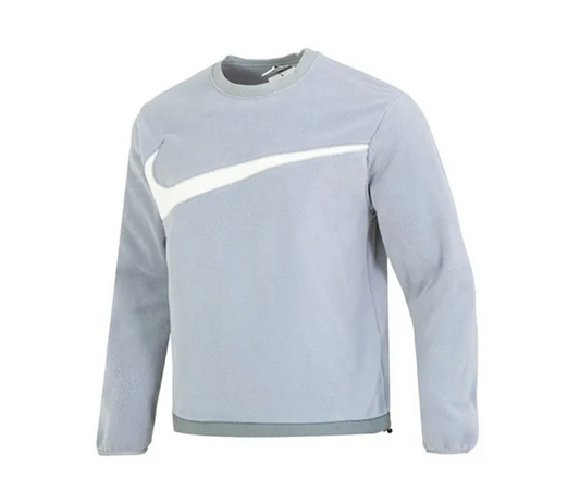 Sweat Nike Fleece Gris avec Swoosh Blanc