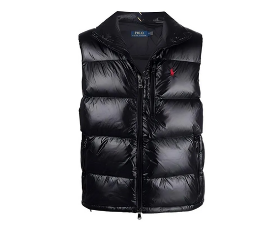 Veste sans manches noire brillante Ralph Lauren