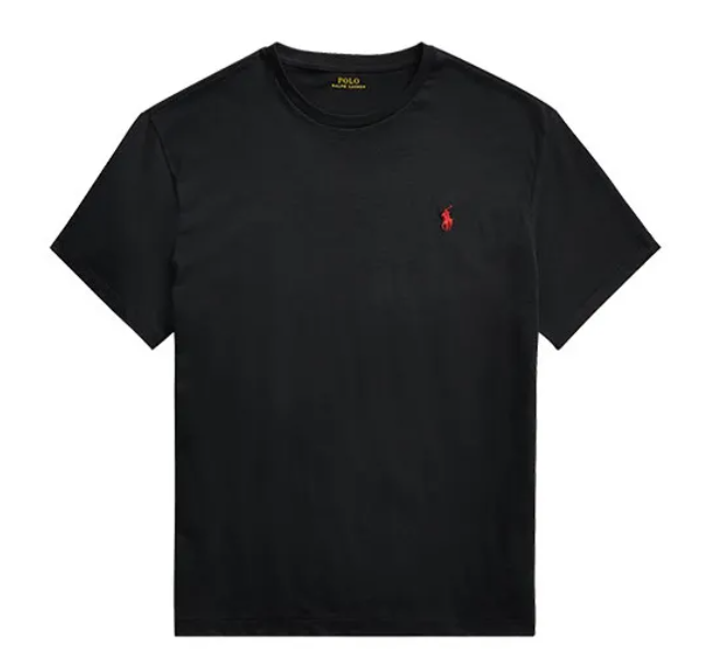 T-shirt Ralph Lauren Noir avec Logo Polo Rouge