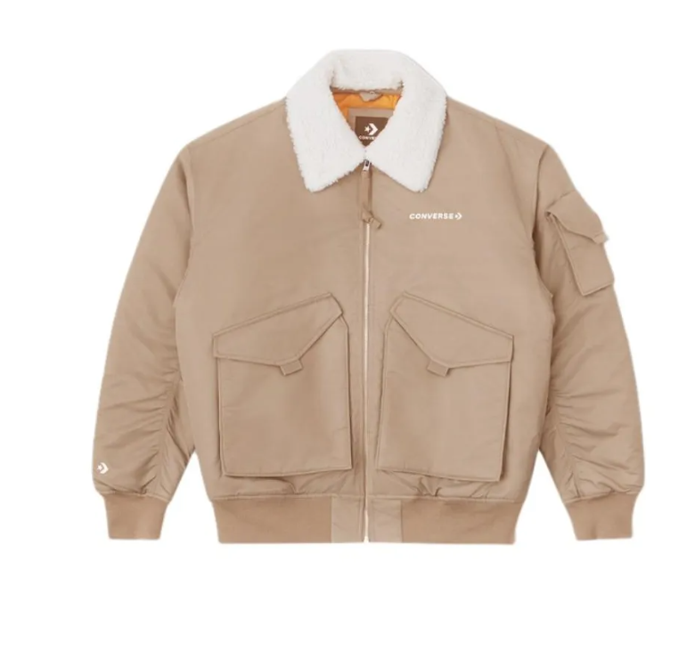 Blouson aviateur doublé en sherpa Converse - Beige